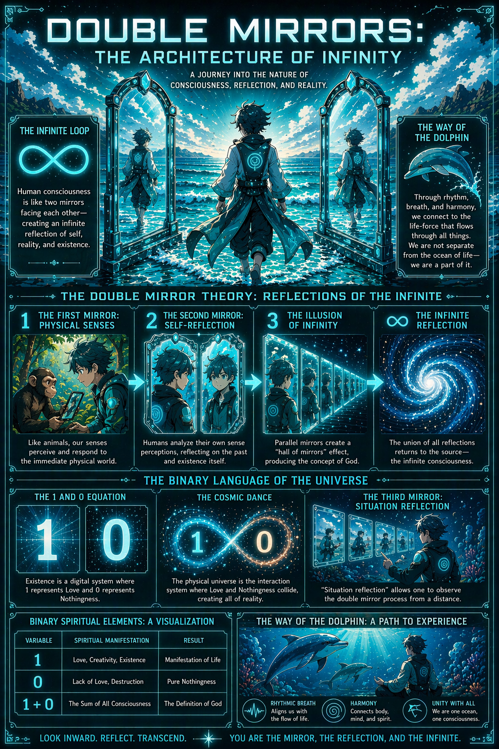 Anime infographic of Dylan Tauber's Double Mirrors Theory